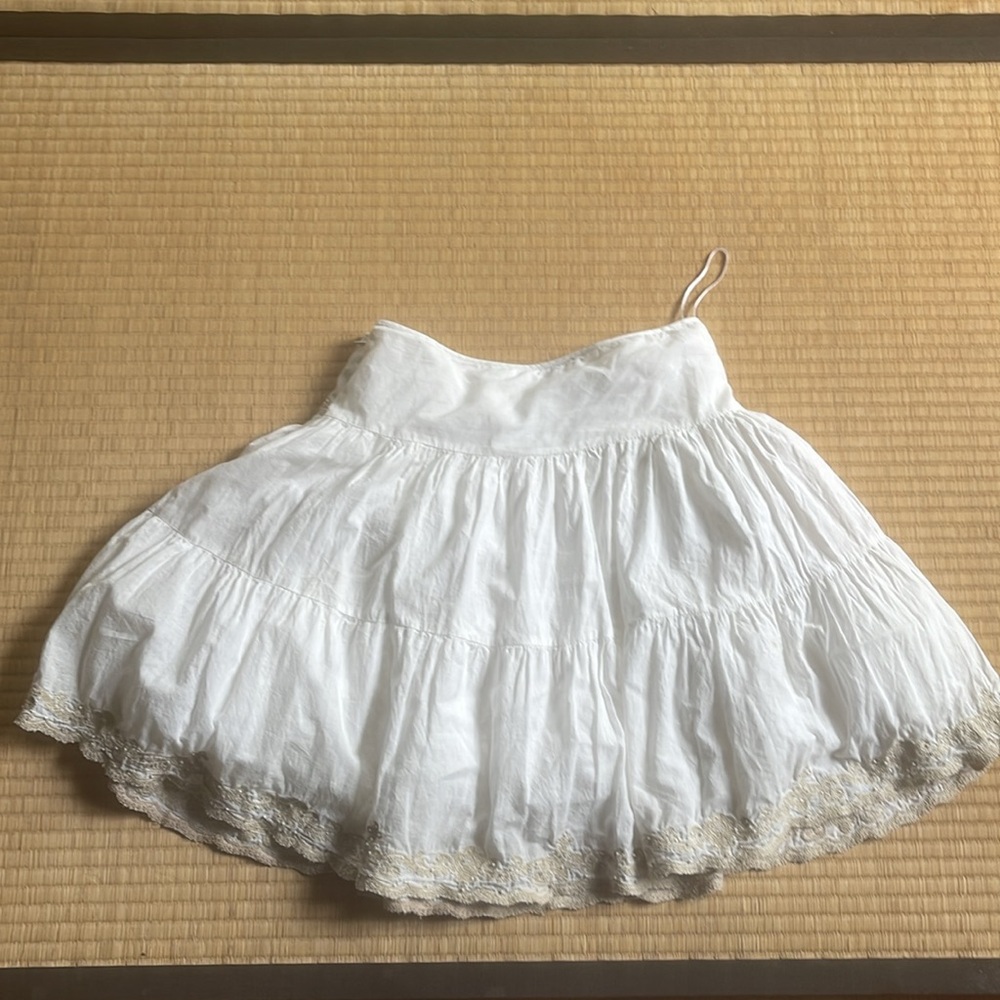 Boho skirt with embroidery and beaded embellishments